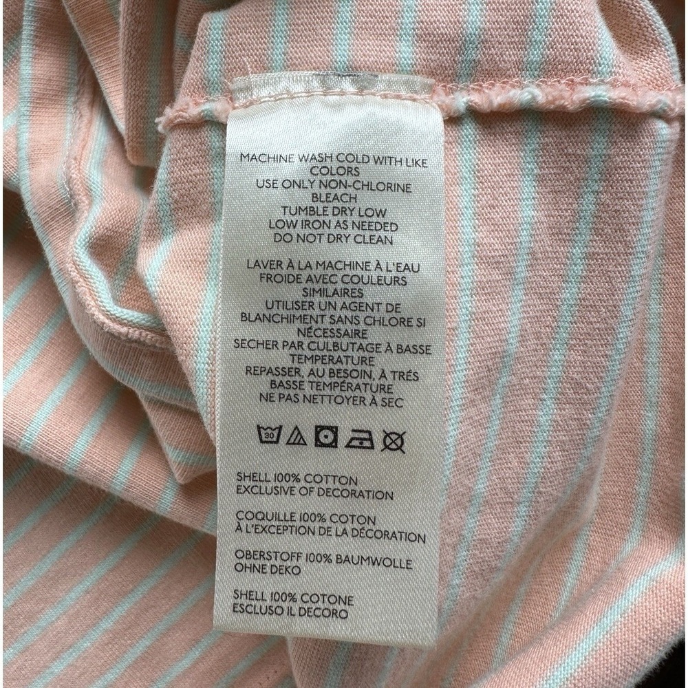 We The Free Baby Tee T Shirt Striped Peach‎ Mint Size S Boxy 100% Cotton Staple - Picture 10 of 11